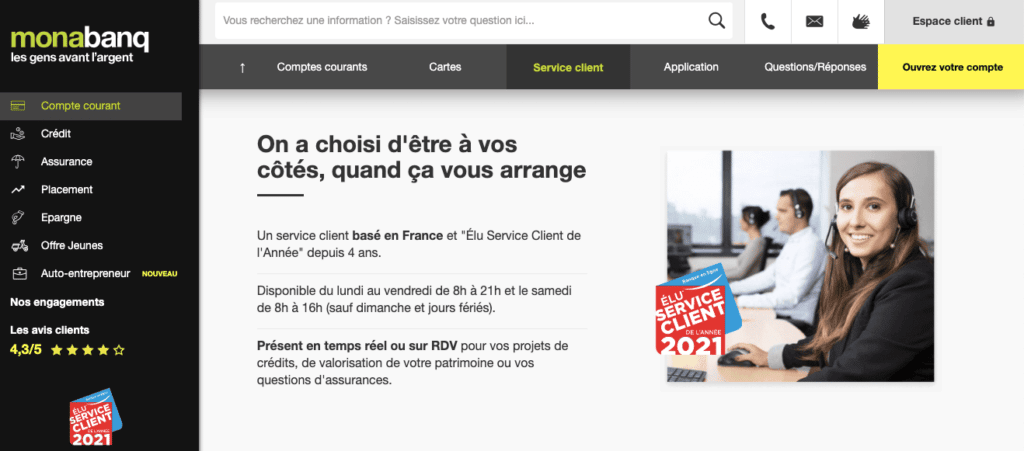 Avis Monabanq : service client