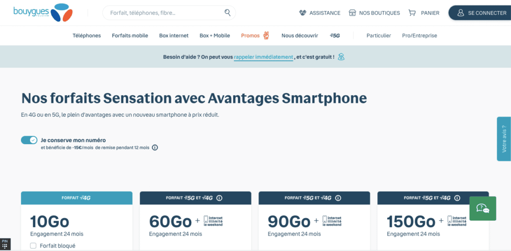 Bouygues Telecom avis : forfaits sensation