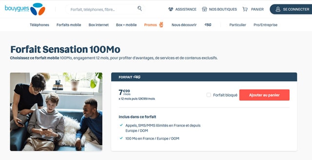 Forfait Sensation 100mo Bouygues