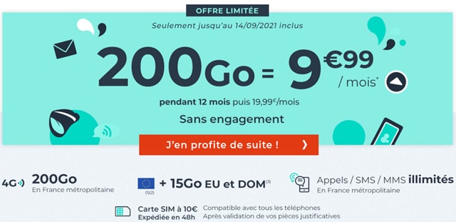 Forfait mobile Cdiscount 200Go