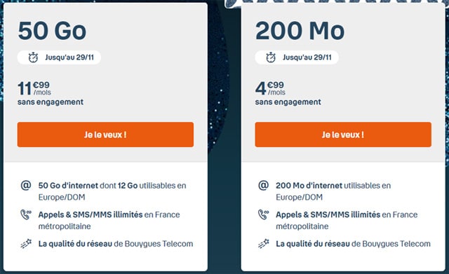 Forfait mobile 50 Go promo Bouygues