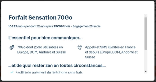 Forfait mobile 70 Go bouygues