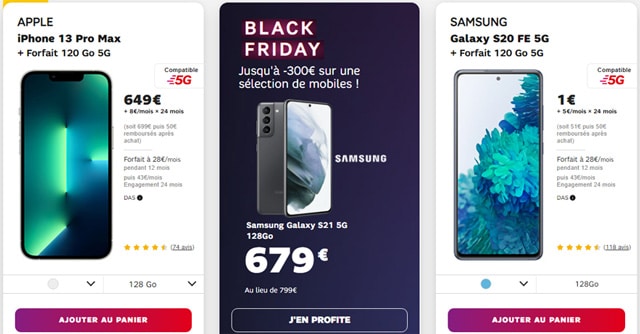 Forfait mobile SFR 5g black Friday