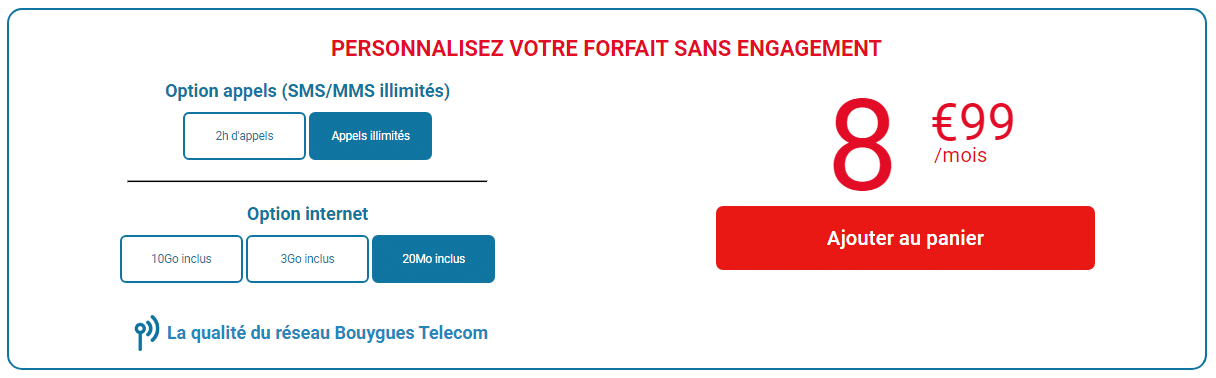 Forfait mobile personnalisable