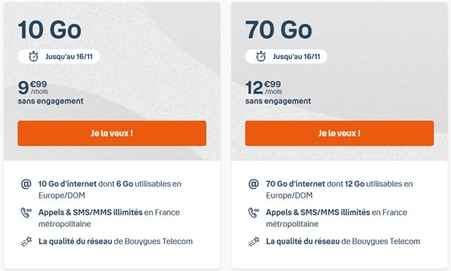 forfait bouygues sans engagement 70 Go