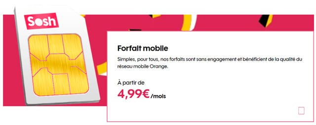 forfait mobile à moins de 5 euros