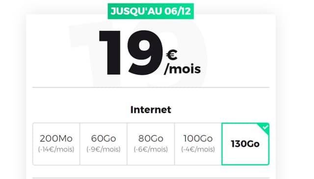 Forfait mobile 130 Go promo