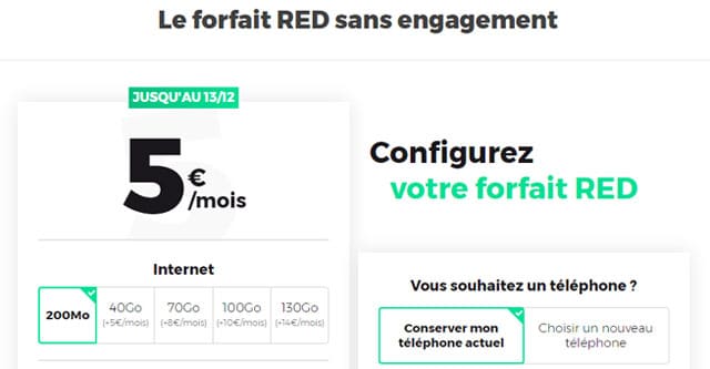 Forfait mobile Red by Sfr 5 euros