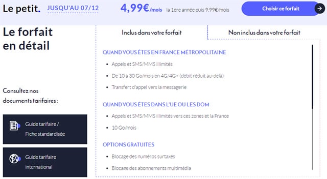 Forfait mobile à 5 euros