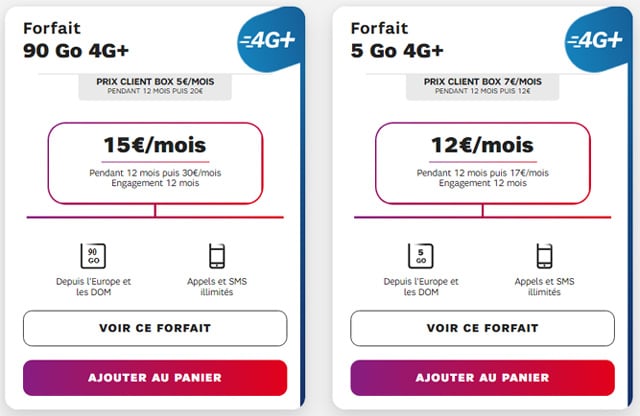 Forfait mobile petit prix SFR