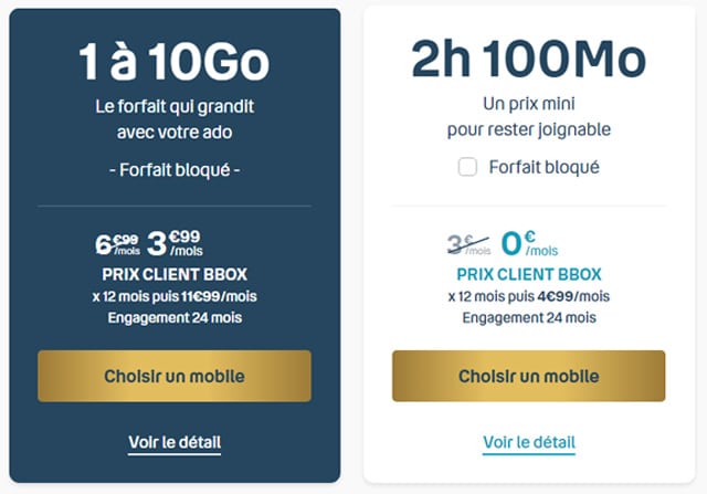 Forfait mobile prix mini