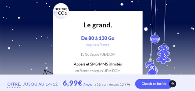 Offre Noël Forfait Mobile Prixtel