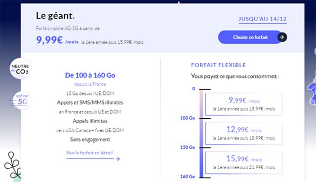 Promo Noël Forfait mobile sans engagement