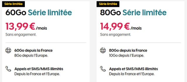 Promotion forfait mobile sans engagement