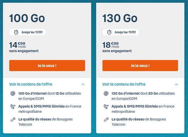 Forfait mobile 100go Bouygues